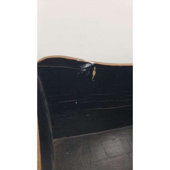 Vintage Toleware Hand Painted Roses Black Jardiniere Cache Pot Decor Vanity - Picture 8 of 12